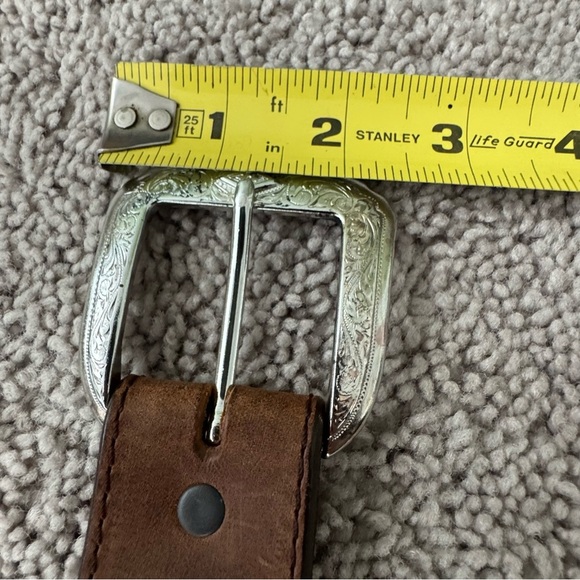 Justin Top Grain Cowhide Brown Leather Belt Womens Size 30 Woven Western Rodeo - Picture 14 of 14